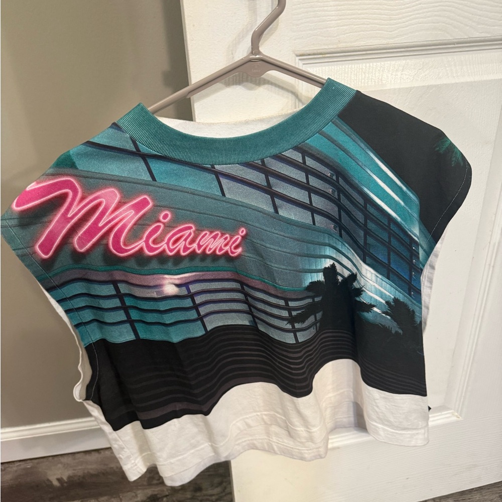 Palm Angels Green and Black Graphic Crop Muscle Tee